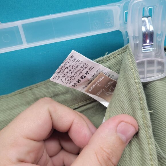 Dazy-Less Green Cargo Pants L 100% Cotton Drawstring Hem & Waist Pockets - Picture 4 of 7